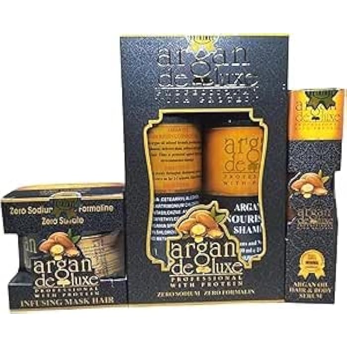 Argan Deluxe Set (Shampoo & Conditioner 500ml - Argan Treatment 125ml) - Image 1